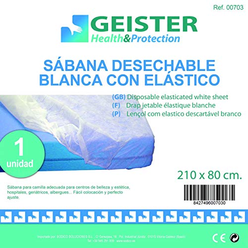 Sodico - Lenzuolo Monouso Con Elastico, 210 X 80 Cm, Colore: Bianco