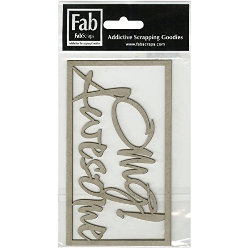 Fabscraps Die-Cut Gray Chipboard Word Omg. Awesome 12,7 Cm X 6,3 Cm