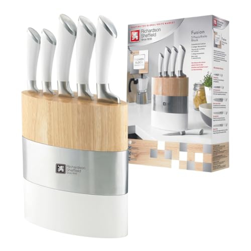 Richardson Sheffield Fusion, Set Di 5 Coltelli Da Cucina, In Acciaio Inossidabile, 18 X 10 X 37,6 Cm, Colore: Bianco