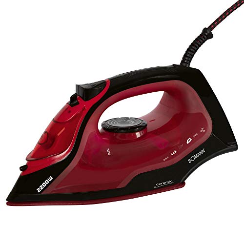 Bomann Db 6035 Cb-Macchina Da Stiro A Vapore A 3 Livelli (0-1-2), 7 Funzioni, Serbatoio Dell'Acqua Trasparente (Ca. 250 Ml), Colore: Rosso, Acciaio In