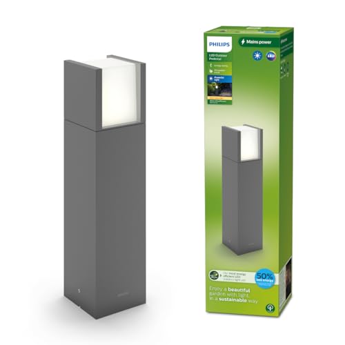 Philips Led Arbour Ultra Efficiente Paletto Per Esterni, Luce Bianca Calda, 3.8W, Ip44, Antracite
