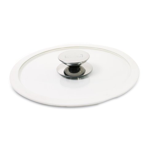 Berndes Coperchio Bombato Bordo Silicone Bianco 24 Cm, Vetro Temperato