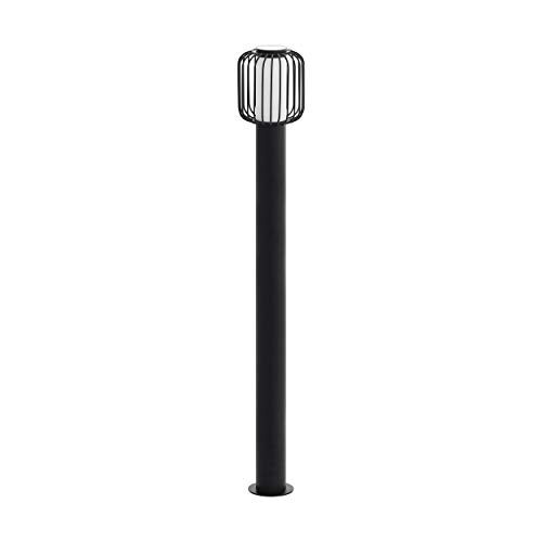 Eglo Ravello Lampada A Stelo, 1 Luce, Per Esterni, Moderna, Attacco E27. Ip44. In Acciaio Zincato Di Colore Nero E Plastica In Bianco