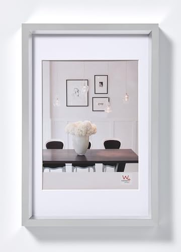 Walther Design Cornice Portafoto Design Argento 60 X 80 Cm Con Passe-Partout, Cornice In Plastica Steel Style Es080S