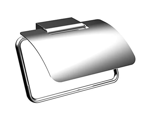 Emco Flow - Porta Carta Igienica Da Parete Con Coperchio, In Metallo Cromato