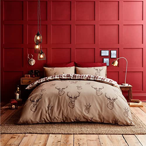 Catherine Lansfield Copripiumino Con Cervo 200 X 200 Cm E 2 Federe 80 X 80 Cm, Multicolore