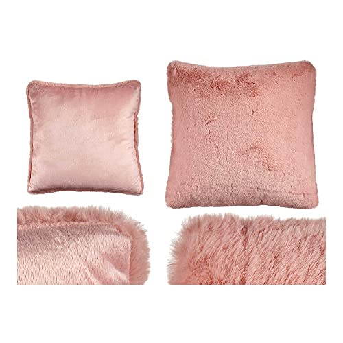 Gift Decor Cuscino Con Pelo Rosa Pelle Sintetica (40 X 2 X 40 Cm)