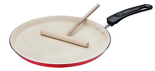 Gsw 456715 Padella Per Induzione Rosso/Crema Crepe Padella Per Induzione 26 Cm – In Alluminio, Con Stendi Pastella Per Crepes, Alluminio, 43,7 X 26,2