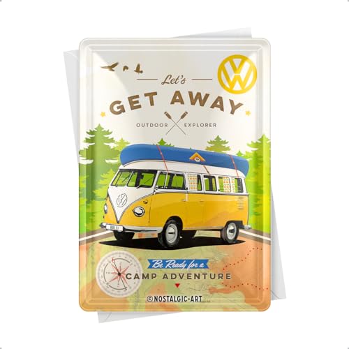 Nostalgic Art 10293, Volkswagen Vw-Get Away, Blechpostkarte 10X14 Cm Targhe, Metallo, Multicolore, 14X0X10