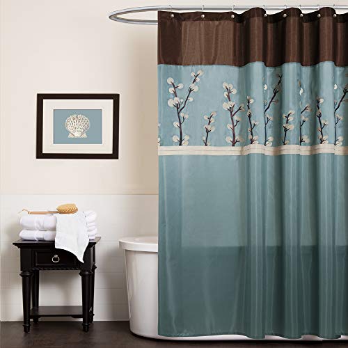 Lush Decor Sherpa Tenda Da Doccia, Poliestere, Blu, 72 X 72 In