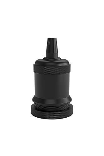 Calex Creations - Portalampada Serie Bell, Attacco E27, Colore: Nero Opaco