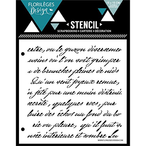 Florilèges Design Fds11606 Stencil Testo Manoscritto Plastica Bianco 15 X 0, 1 Cm