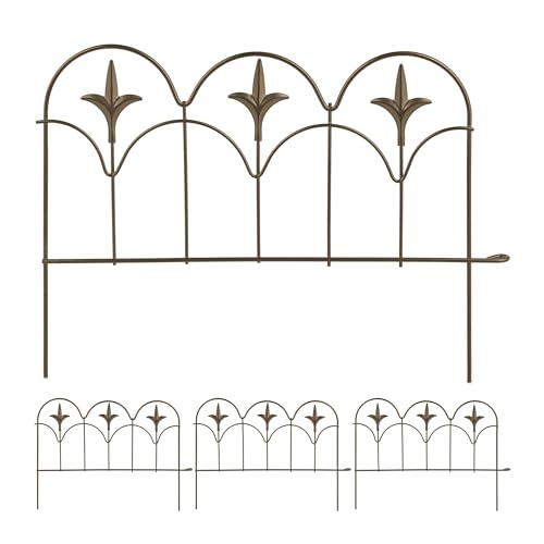 Relaxdays Recinzione Per Aiuole, Set Da 4 Pannelli Per Cortile E Giardino, Bordure In Acciaio, Hxl: 28 X 38,5 Cm, Bronzo