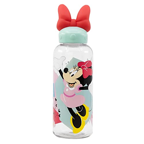 Borraccia Originale Disney Minnie 3D Per Bambine Da 560 Ml Multicolore, In Plastica, Con Coperchio Decorato E Con Immagini Di Personaggi Della Tv.