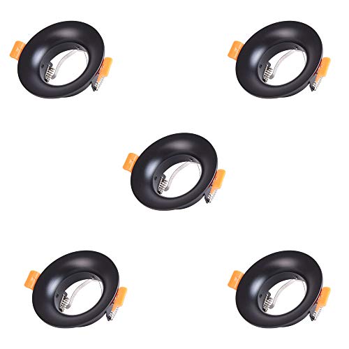 W-E000130 – Pack 5 Pezzi Cerchio Incasso Basic Ii Tondo Nero. Portalampada Gu10 Incluso.