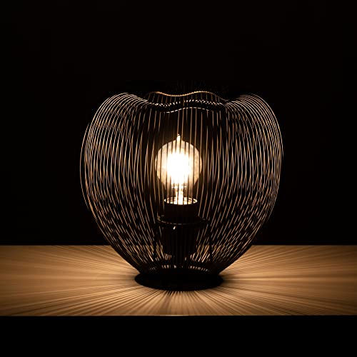 Stones Home Furniture, Lampada Da Tavolo Con Struttura A Gabbia In Metallo, Lampada Da Scrivania Con 1 Lampadina, Modello Jaula, Colore Nero Lucido, 2
