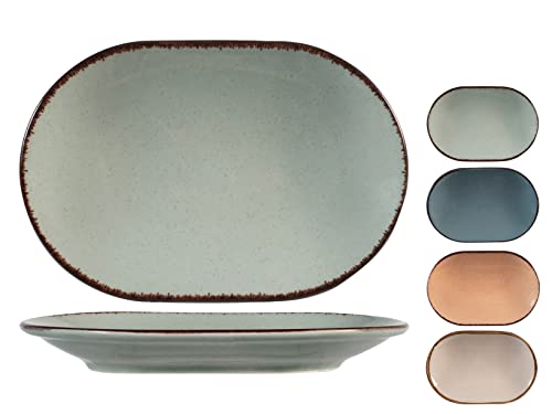 H&H 9000520 Piatto Ovale Pearl, Porcellana, Multicolore, 28 Cm, Porcelain