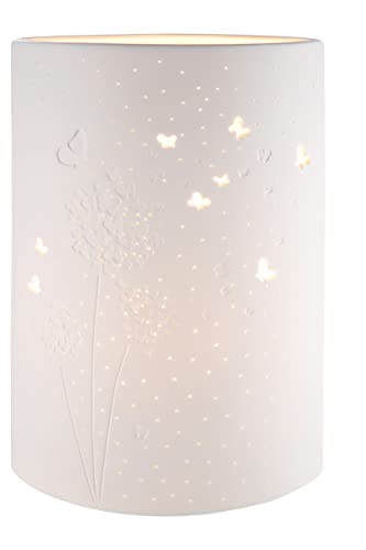 Gilde Prickel 32318 - Lampada Da Tavolo A Forma Di Fiore, Decorazione - Altezza 28 Cm, Colore Bianco, Altezza 28,5 Cm