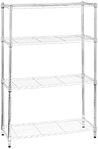 Amazon Basics - Scaffalatura A 4 Ripiani, Cromo, 35.56 X 91.44 X 137.16 Cm