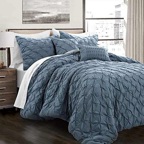 Lush Decor Ravello Pintuck, Poliestere, Blu Tempestoso, Full/Queen