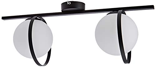 Homemania Homax_4871 Lampada A Parete Boote Per Soggiorno, Cucina, Camera, Ufficio Applique, Luce, Nero, In Metallo, Vetro, 19X21X53 Cm
