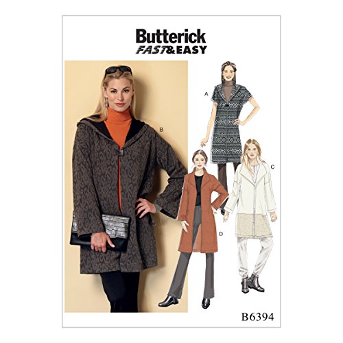 Butterick Patterns Butterick Pattern 6394 Y Taglie Cappotto, Multicolore, Taglie Xsm-Med