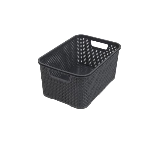 Branq - Home Essential Cestino Universale Multifunzionale In Rattan Di Design, Misura S 7L, Plastica Pp Senza Bpa, 28,5 X 19,5 X 12,9 Cm