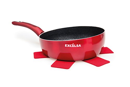 Excelsa Phoenix Padella Saltapasta 26 Cm, Alluminio, Rosso