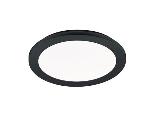 Reality Leuchten Lampada Da Soffitto A Led Camillus R62921532, In Plastica Nera Opaca, Acrilico Bianco, Con Led Da 15 Watt