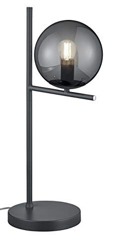 Trio Leuchten Lampada Da Tavolo Flore - Art Déco - Vetro,Acciaio - Nero - Oblungo/Tondo Max. 1 X 28