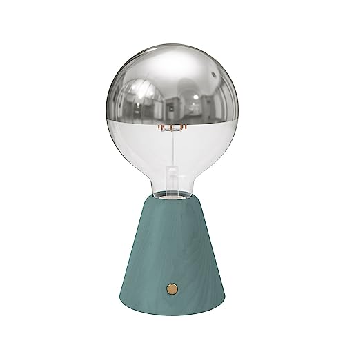 Creative Cables - Lampada Portatile Ricaricabile Cabless01 Con Lampadina Globo Mezza Sfera Argento - Con Lampadina, Ottanio
