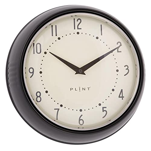 Plint Retro Wall Clock Silent Non Ticking Decorative Black Color Wall Clock, Retro Style Decorazione Della Parete Per La Cucina Soggiorno Casa, Uffici