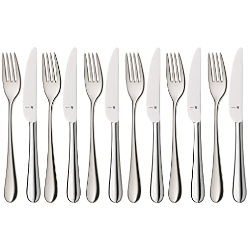 Wmf 1140566340 Merit - Set Da 12 Posate Da Dessert O Colazione In Acciaio Cromargan® Protect