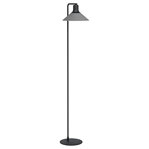 Eglo Lampada Da Terra Abreosa, Lampada Da Terra, Lampada Da Terra In Metallo In Nero, Grigio, Lampada Da Soggiorno, Lampada Con Interruttore A Passo,