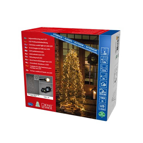 Konstsmide Micro Led Compactlights - Guaina Con Anello, 6 Fili Da 110 Diodi Smerigliati, Timer Da 8 Ore, 660 Diodi Ambrati, Trasformatore Esterno Da 3
