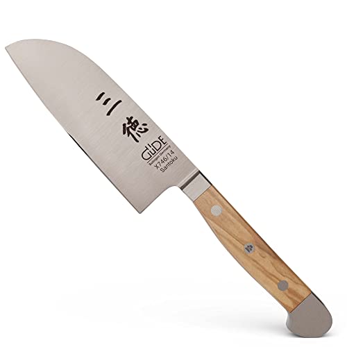 Güde Solingen - Coltello Santoku Forgiato, 14 Cm, Legno D'Ulivo, Alpha-Olive - Doppio Collarino, Fatto A Mano In Germania