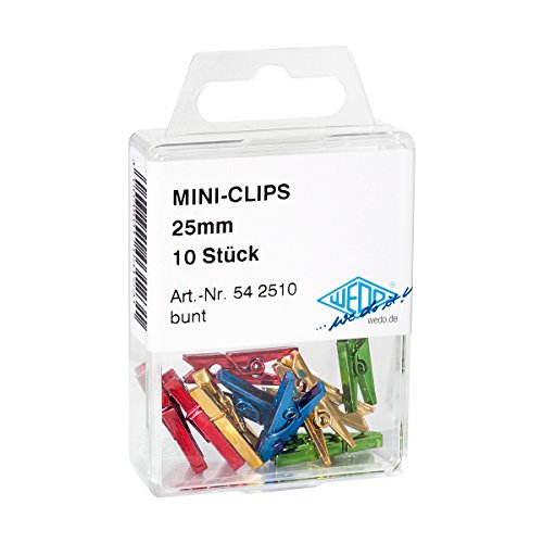 Wedo Mini-Wäscheklammer Miniclip, Farbig Sortiert, 10 Pezzi
