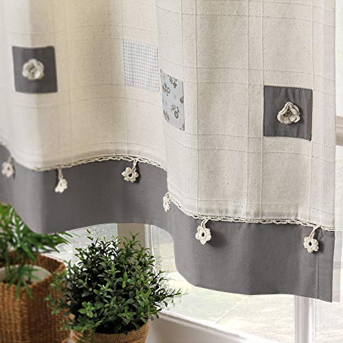Stanley Hamilton Tende Con Passanti Per Oscurare La Stanza, Ricamate A Mano, Collezione Cottage Con 4 Diverse Misure (Beige Naturale/Grigio, 167 X 183