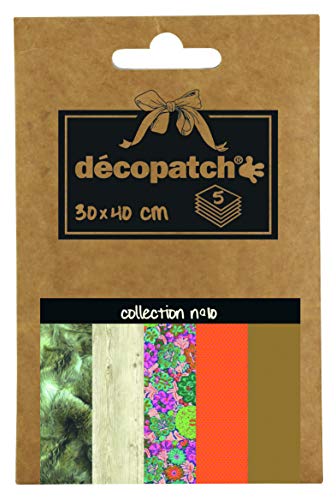 Decopatch Dp010O - Busta Da 5 Fogli Di Carta Decopatch, Carta Stampata, 30X40 Cm, Motivi Assortiti, Moderno