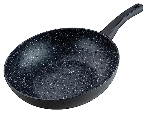 [Esclusiva Amazon]- Fackelmann Padella Wok Marble 28 Cm, Wok Antiaderente In Alluminio Riciclato Al 90% E Manico Ergonomico In Plastica, Wok Di Grandi