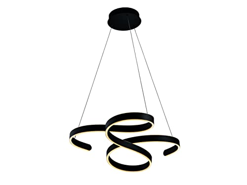 Trio Leuchten Francis 371310142 - Lampadario A Sospensione, In Metallo Nero Opaco, Con Led Da 52 Watt, Interruttore Dimmer