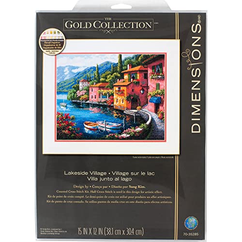 Gold Collection Lakeside Village Counted Cross Stitch Kit-15"X12" 16 Count