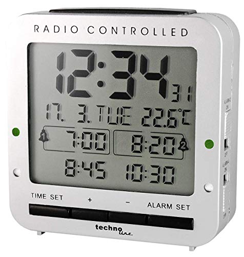 Technoline Radiosveglia Wt 245, 4 Allarmi, Argento