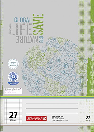 Fontana 104412701 – Quaderno Recycling A4 (16 Fogli A Righe, Rigatura 27, Con Bordo)