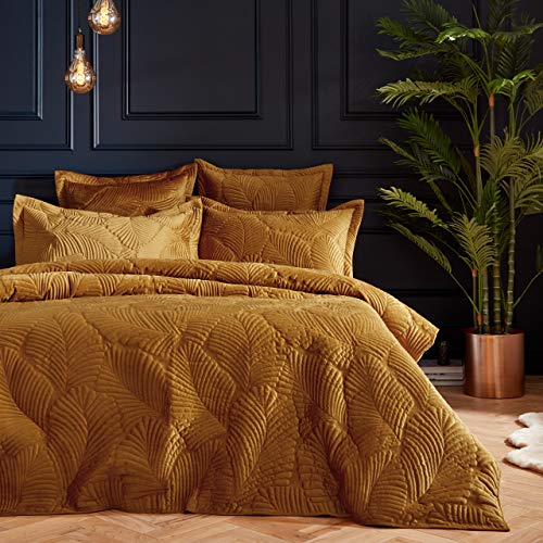 Paoletti Copertura Palmeria Piumino E Federa Set, Oro, Super King