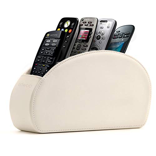 Londo Porta Telecomandi Con 5 Scomparti - Per Contenere Telecomandi Di Tv, Stereo, Decoder, Dvd, Blu-Ray - In Pelle Con Fodera Interna In Suede. Adatt