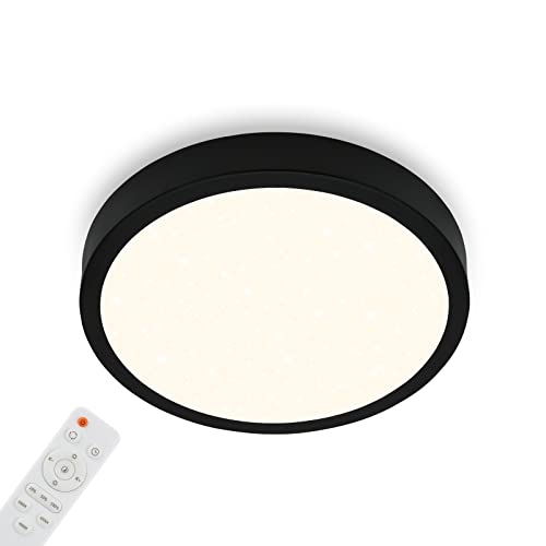 Briloner Leuchten Ceiling Light Starry Sky Dimmable Ceiling Light Colour Temperature Adjustable Surface Mounted Lamp Remote Control Black Diameter 380