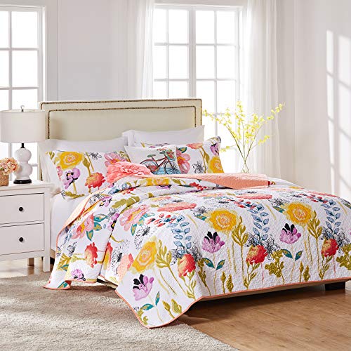 Greenland Home 3-Piece Watercolor Dream Quilt Set, Full/Queen, Multi