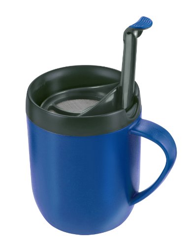 Zyliss E990003 Hot Mug Caffettiera, Plastico, Silcone, Blu, Tazza Da Caffè Da Viaggio Isolata, Filtro Per Caffè Macinato, Tazza Con Coperchio, Lavabil