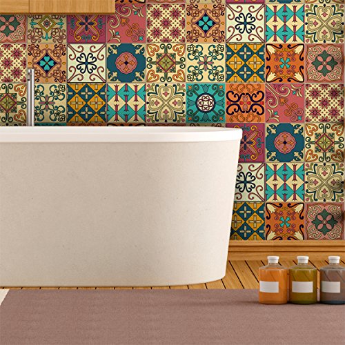 16 Piastrelle Adesive | Stickers Autoadesivi A Forma Di Mattonelle Da Muro In Ceramica – Piastrelle Effetto Mosaico Bagno E Cucina | Piastrelle Porcel
